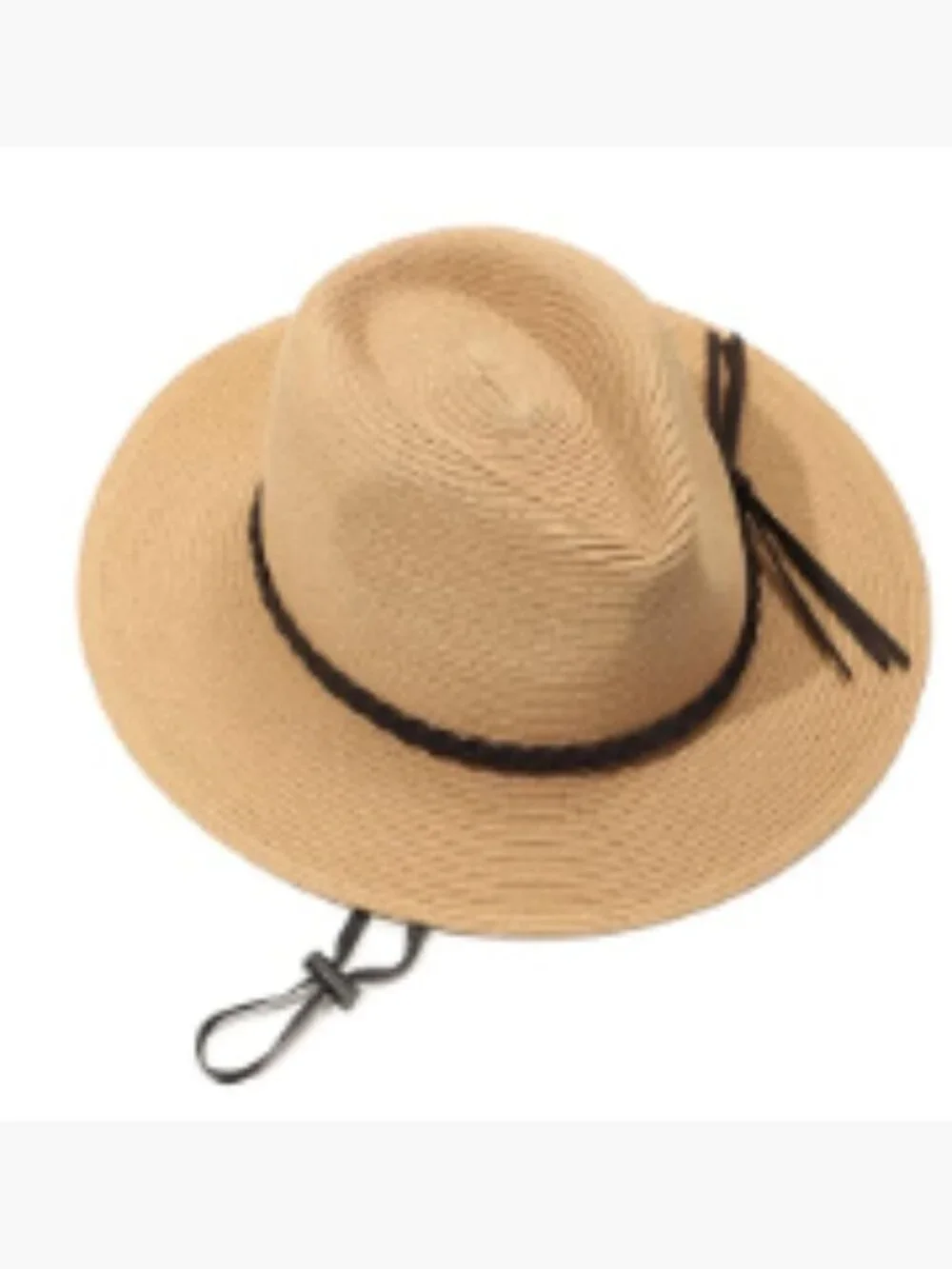 Natural Paper Straw Wide Brim Fedora Sun Hat UPF50+ Adjustable